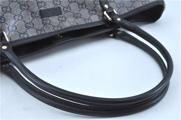 Authentic GUCCI GG Crystal Shoulder Tote Bag PVC Leather 197953 Black J7024