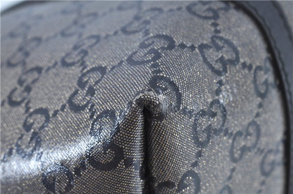 Authentic GUCCI GG Crystal Shoulder Tote Bag PVC Leather 197953 Black J7024