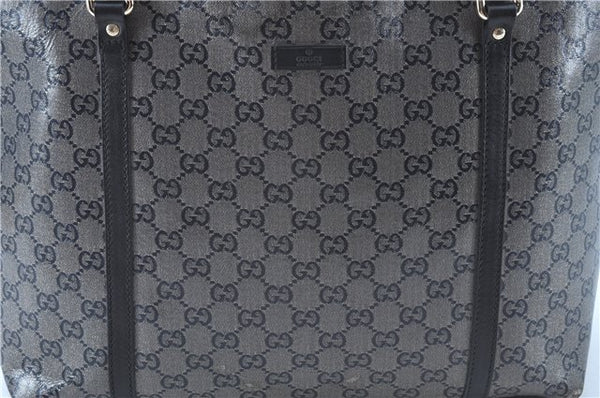 Authentic GUCCI GG Crystal Shoulder Tote Bag PVC Leather 197953 Black J7024