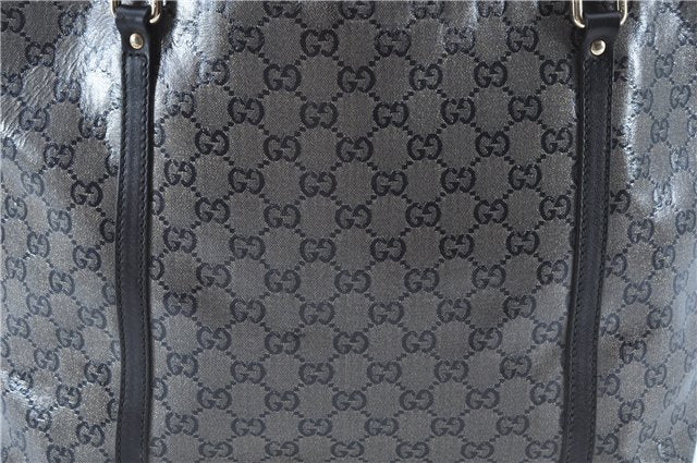 Authentic GUCCI GG Crystal Shoulder Tote Bag PVC Leather 197953 Black J7024