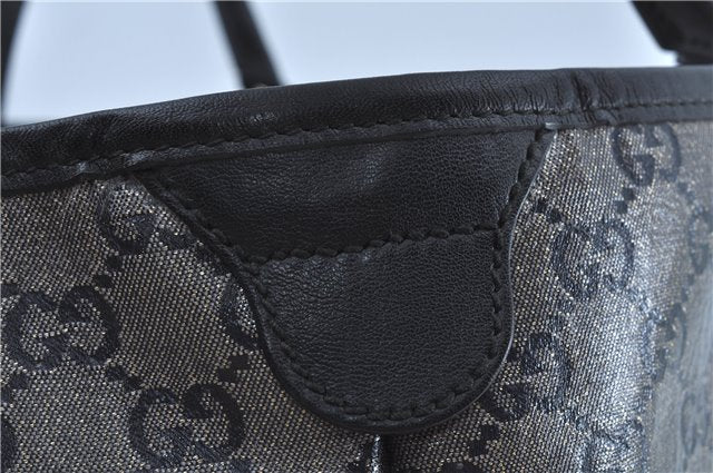 Authentic GUCCI GG Crystal Shoulder Tote Bag PVC Leather 197953 Black J7024