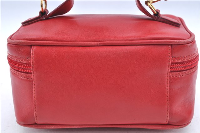 Authentic GUCCI Horsebit Vanity Hand Bag Purse Leather Red J7027