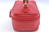 Authentic GUCCI Horsebit Vanity Hand Bag Purse Leather Red J7027