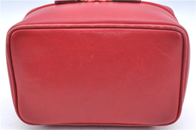 Authentic GUCCI Horsebit Vanity Hand Bag Purse Leather Red J7027