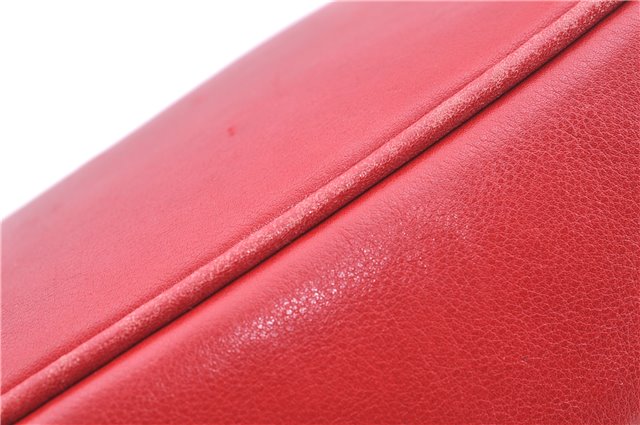 Authentic GUCCI Horsebit Vanity Hand Bag Purse Leather Red J7027