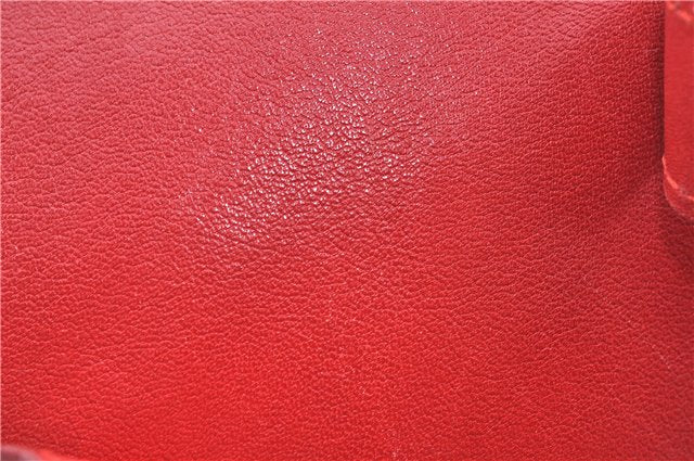 Authentic GUCCI Horsebit Vanity Hand Bag Purse Leather Red J7027