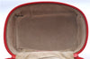 Authentic GUCCI Horsebit Vanity Hand Bag Purse Leather Red J7027