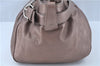 Authentic Ferragamo Gancini Leather Shoulder Tote Bag Pink Gold J7028