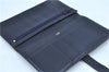 Authentic HERMES Bearn Soufflet Leather Long Wallet Purse Navy Blue J7029