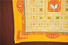 Authentic HERMES Pleats Scarf "Joyaux de l'Ete" Silk Orange Box J7031