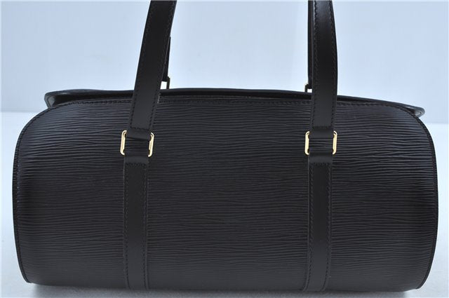 Authentic Louis Vuitton Epi Soufflot Black Hand Bag M52222 LV J7034