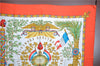 Authentic HERMES Carre 90 Scarf "LIBERTE EGALITE FRATERNITE" Silk Orange J7037