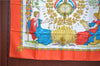 Authentic HERMES Carre 90 Scarf "LIBERTE EGALITE FRATERNITE" Silk Orange J7037