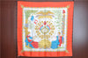 Authentic HERMES Carre 90 Scarf "LIBERTE EGALITE FRATERNITE" Silk Orange J7037