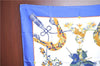 Authentic HERMES Carre 90 Scarf "SAMOURAI" Silk Blue Box J7039