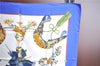 Authentic HERMES Carre 90 Scarf "SAMOURAI" Silk Blue Box J7039