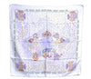 Authentic HERMES Carre 90 Scarf "RENCONTRE OCEANE" Silk White Light Purple J7040