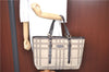 Authentic BURBERRY Check Hand Tote Bag Purse Canvas Leather Beige Brown J7045