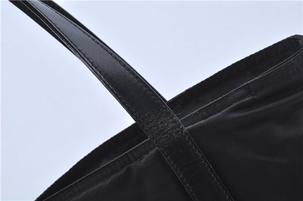 Authentic PRADA Nylon Tessuto Leather Tote Hand Bag Purse Black J7046