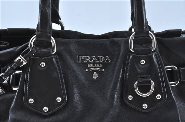 Authentic PRADA Leather Nappa 2Way Shoulder Hand Bag Purse Black J7047