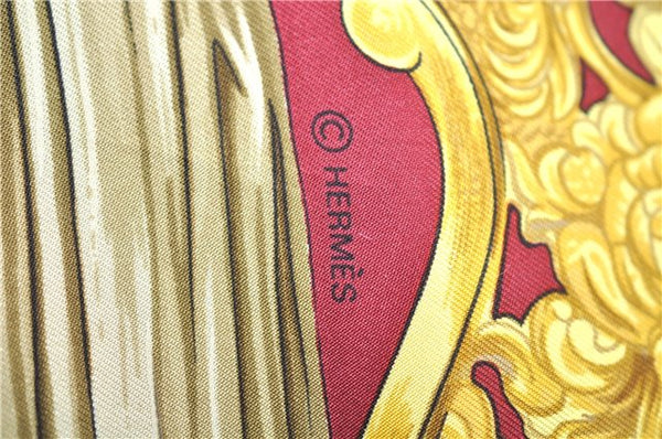 Authentic HERMES Carre 90 Scarf "ETRIERS" Silk Bordeaux Red J7059