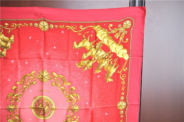 Authentic HERMES Carre 90 Scarf "LOSNVOS" Silk Red J7067