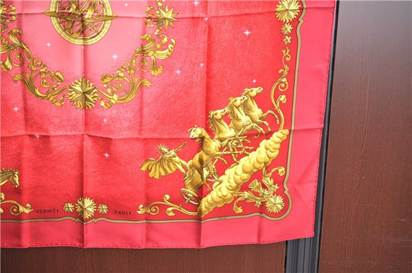 Authentic HERMES Carre 90 Scarf "LOSNVOS" Silk Red J7067