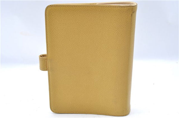 Authentic CHANEL Caviar Skin CC Logo Notebook Cover Yellow J7098