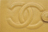 Authentic CHANEL Caviar Skin CC Logo Notebook Cover Yellow J7098