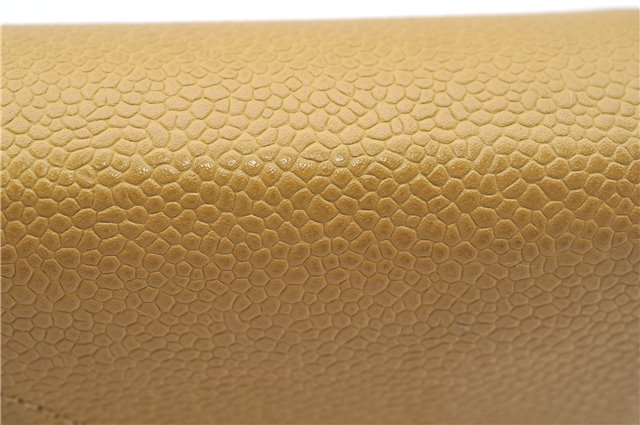 Authentic CHANEL Caviar Skin CC Logo Notebook Cover Yellow J7098