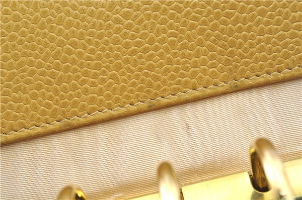 Authentic CHANEL Caviar Skin CC Logo Notebook Cover Yellow J7098