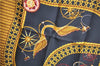 Authentic HERMES Carre 90 Scarf "VOITURES PANIERS" Silk Black Gold J7111