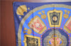 Authentic HERMES Carre 90 Scarf "Poste et Cavalerie" Silk Navy Blue J7113