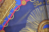 Authentic HERMES Carre 90 Scarf "Poste et Cavalerie" Silk Navy Blue J7113