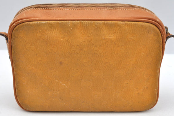 Authentic GUCCI Shoulder Cross Body Bag GG PVC Leather Yellow Brown Junk J7144