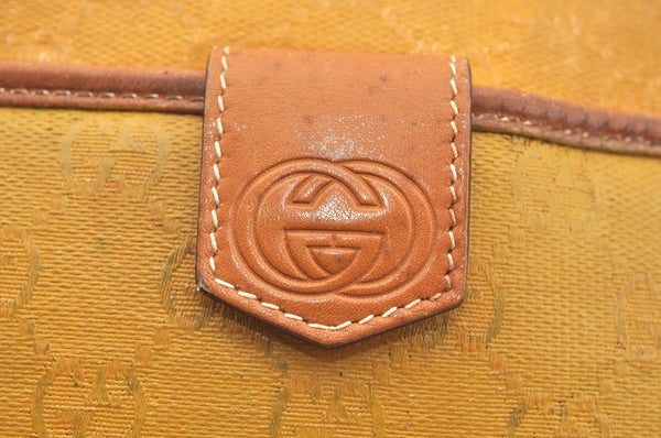 Authentic GUCCI Shoulder Cross Body Bag GG PVC Leather Yellow Brown Junk J7144
