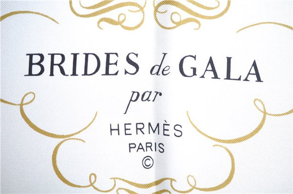 Authentic HERMES Carre 90 Scarf "BRIDES de GALA par" Silk Light Blue Box J7159