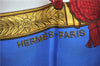 Authentic HERMES Carre 90 Scarf "GRAND UNIFORME" Silk Blue J7164