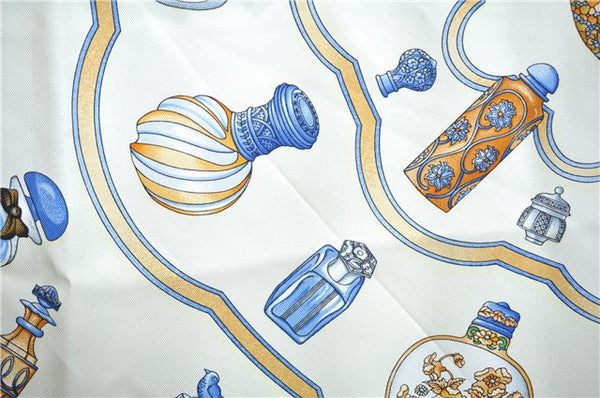 Authentic HERMES Carre 90 Scarf "Qu' importe le flacon" Silk Ivory J7165