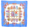 Authentic HERMES Carre 90 Scarf "LES RUBANS DU CHEVAL" Silk Blue J7168