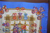 Authentic HERMES Carre 90 Scarf "LES RUBANS DU CHEVAL" Silk Blue J7168