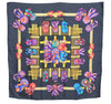 Authentic HERMES Carre 90 Scarf "LES RUBANS DU CHEVAL" Silk Black J7170