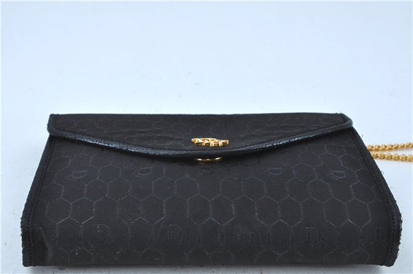 Auth Christian Dior Honeycomb Shoulder Hand Bag Chain Nylon Leather Black J7189