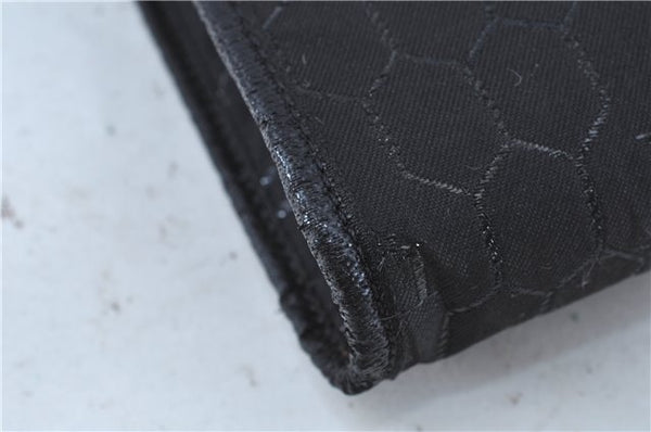 Auth Christian Dior Honeycomb Shoulder Hand Bag Chain Nylon Leather Black J7189