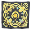 Authentic HERMES Carre 90 Scarf "KOSMIMA" Silk Black J7190