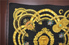 Authentic HERMES Carre 90 Scarf "KOSMIMA" Silk Black J7190