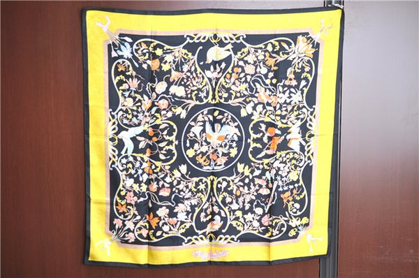 Authentic HERMES Carre 90 Scarf "PIERRES dORIENT et dOCCIDENT" Silk Black J7191