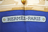 Authentic HERMES Carre 90 Scarf "aux champs" Silk Blue Box J7193