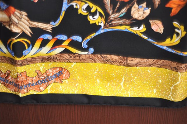 Auth HERMES Carre 90 Scarf "PIERRES d'ORIENT et d'OCCIDENT" Silk Black Box J7194