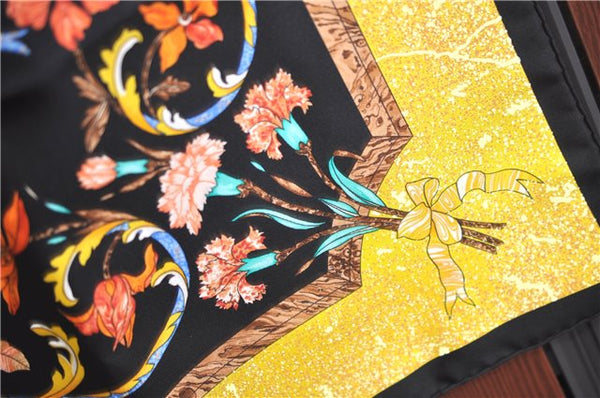 Auth HERMES Carre 90 Scarf "PIERRES d'ORIENT et d'OCCIDENT" Silk Black Box J7194